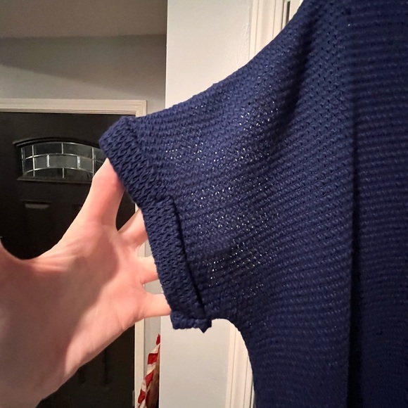 ~a.n.a~ Blue Boxy Blouse with Relaxed Fit and Wide Neckline - Picture 3 of 9